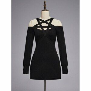 Pentagram Black sweater dress S goth gothic nwt